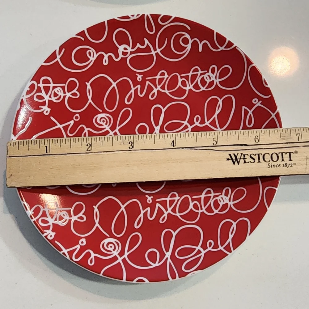 4 Crate&Barrrel Script Design Holiday Appetizer Or Dessert Plates